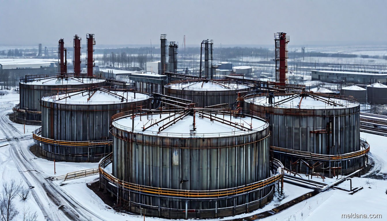 Защитная сетчатая конструкция ЗАСЛОН над резервуаром РВС-10000 (высокостенный, ЛПДС) на нефтебазе